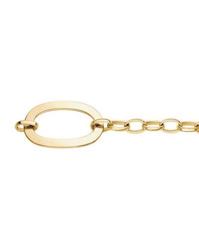 Bracelet Or jaune 750/000 en Maille Ovale motif rectangle ajouré en tube ovale plat - 3