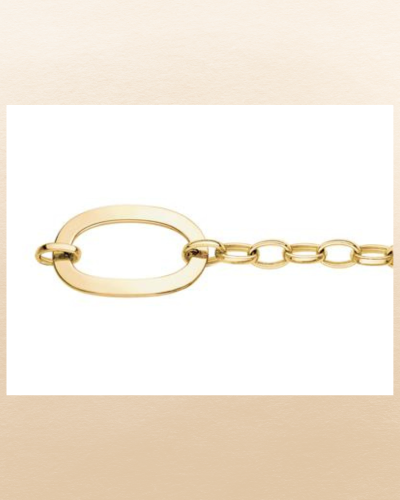 Bracelet Or jaune 750/000 en Maille Ovale motif rectangle ajouré en tube ovale plat - 2