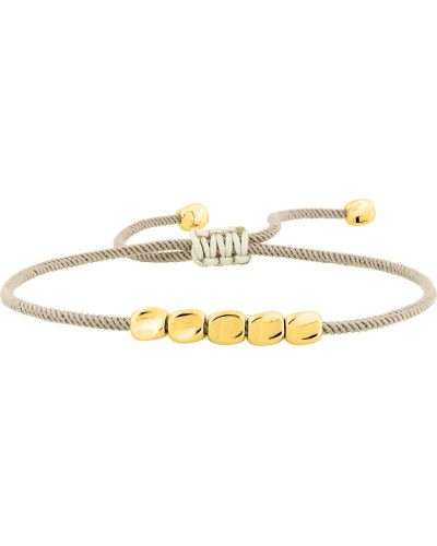 Bracelet cordon beige ajustable et Acier doré