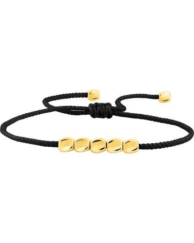 Bracelet cordon noir ajustable et Acier doré