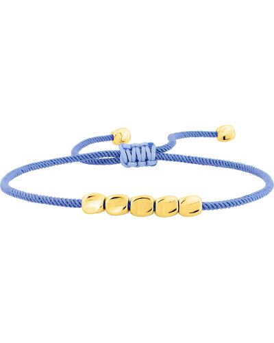 Bracelet cordon bleu ajustable et Acier doré