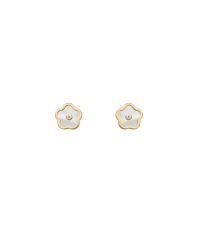 Boucles d'oreilles fleurs en Or Jaune 750/000 accompagné de diamants