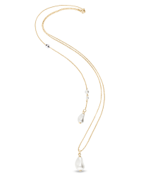 Collier de dos femme en Argent 925/000 doré perles blanches et Cristal de Swarovski